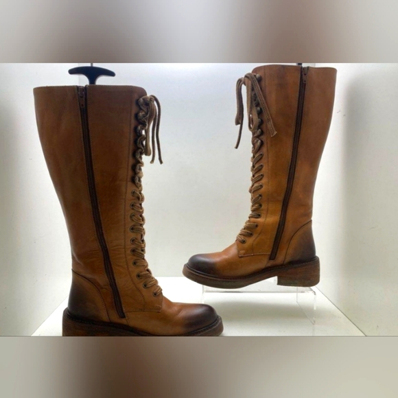 Vintage Foundry Brown Leather boots size 7 - Picture 1 of 8